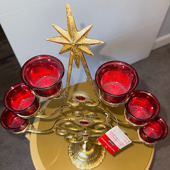 Ashland 21" Red & Gold 6-Votive Candle Holder Decor for Christmas Special Events - Picture 10 of 13